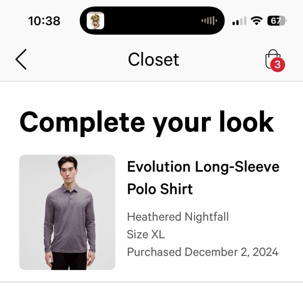 Lululemon Evolution long sleeve polo, XL, gray/purple, EUC, slim fit - Picture 7 of 7